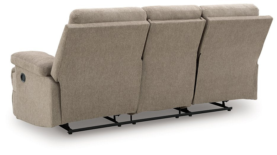 Side-Swipe Reclining Sofa with Drop Down Table