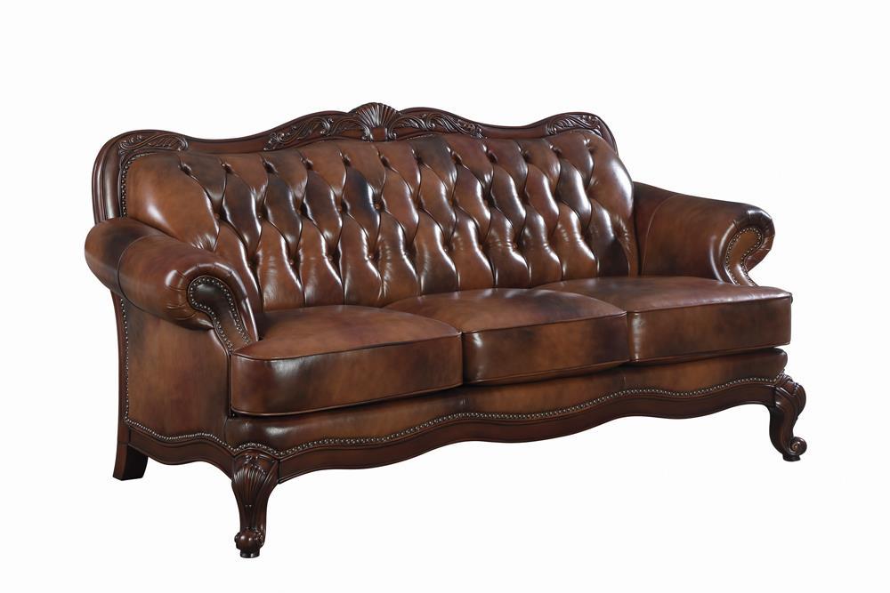 Victoria Rolled Arm Sofa Tri-tone and Brown